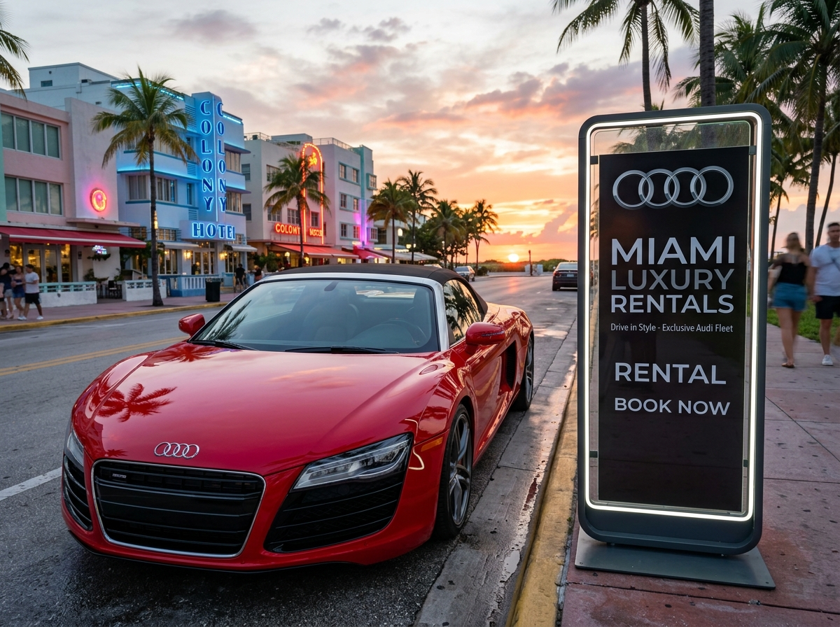 Audi four rings logo for Miami rental